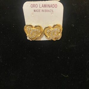 Gold filled CC Heart Earrings